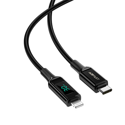 ACEFAST C6-01 MFi Certified USB-C to Lightning Zinc Alloy Braided Charging Data Cable with Digital Display