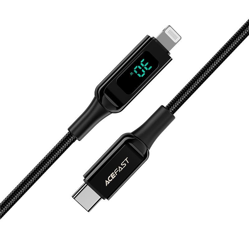 ACEFAST C6-01 MFi Certified USB-C to Lightning Zinc Alloy Braided Charging Data Cable with Digital Display