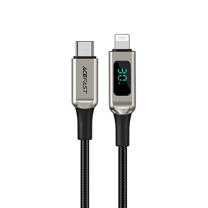 ACEFAST C6-01 MFi Certified USB-C to Lightning Zinc Alloy Braided Charging Data Cable with Digital Display