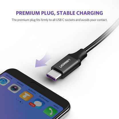 UGREEN 50567 USB C Charging Cable 5A Fast Charging Braided Cord Transmission Data Cord for Huawei SuperCharge