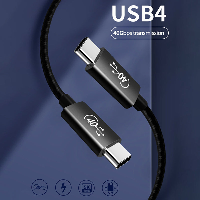 1.5m PD 100W 40Gbps USB4 Data Cable Thunderbolt3 PD Fast Charging Cable High-Speed Full Function Braided Data Cable