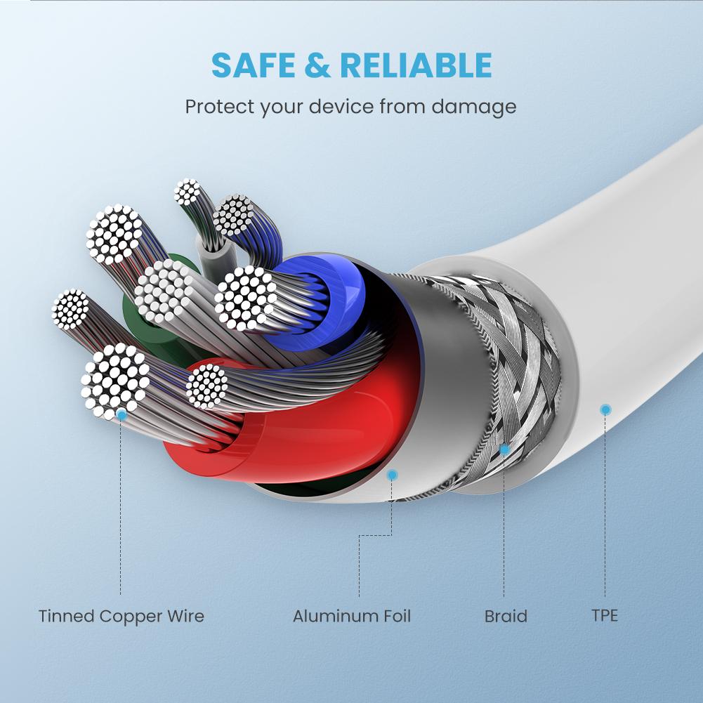 UGREEN 0.5m 3A PD Fast Charging Wire MFI Certified Type-C to Lightning 480Mbps High Speed Data Cable