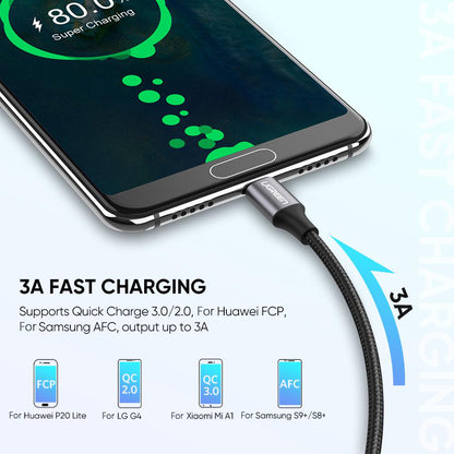 UGREEN 0.5m 3A Max Quick Charging + Data Transfer 2 in 1 USB2.0 to Type-C Aluminum Shell Cable