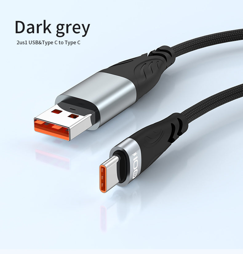 ADC-008 1m 2 in 1 USB+Type-C to Type-C 100W Flash Charging Data Cable