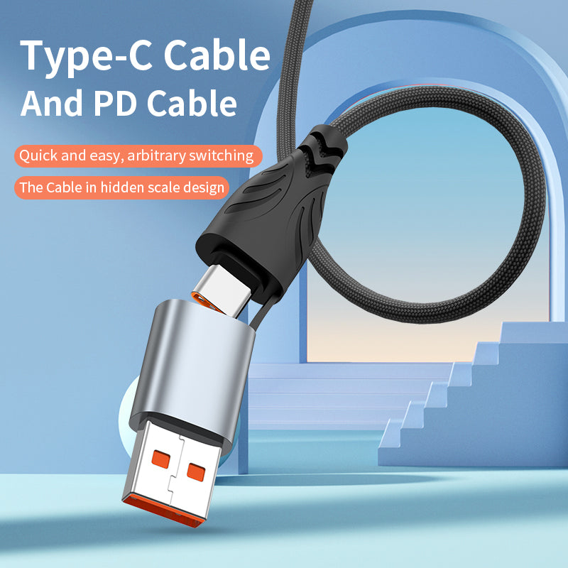 ADC-008 1m 2 in 1 USB+Type-C to Type-C 100W Flash Charging Data Cable