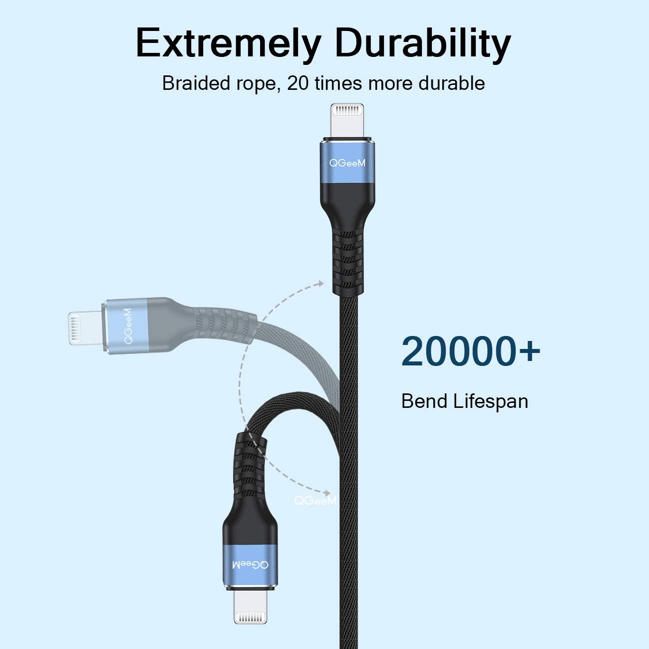 QGEEM QG-CC01 1m Data Transmission Cord USB to Lightning 15W Fast Charging Cable [MFi Certificated]