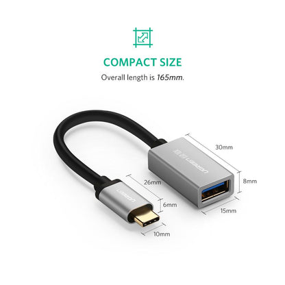 UGREEN 0.1m Type-C Male to USB 3.0 Female OTG Adapter 5Gbps Data Transfer Cable