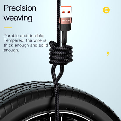 ESSAGER 2m Braided Design USB to Type C Cable 6A Fast Charging 480Mbps Transmission Wire for Tablet Laptop Smartphone