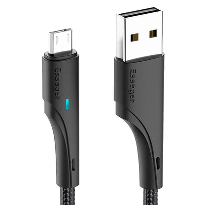 ESSAGER 0.25m USB to Micro USB 2.4A Fast Charging Cable Braided Design 480Mbps Transmission Cord