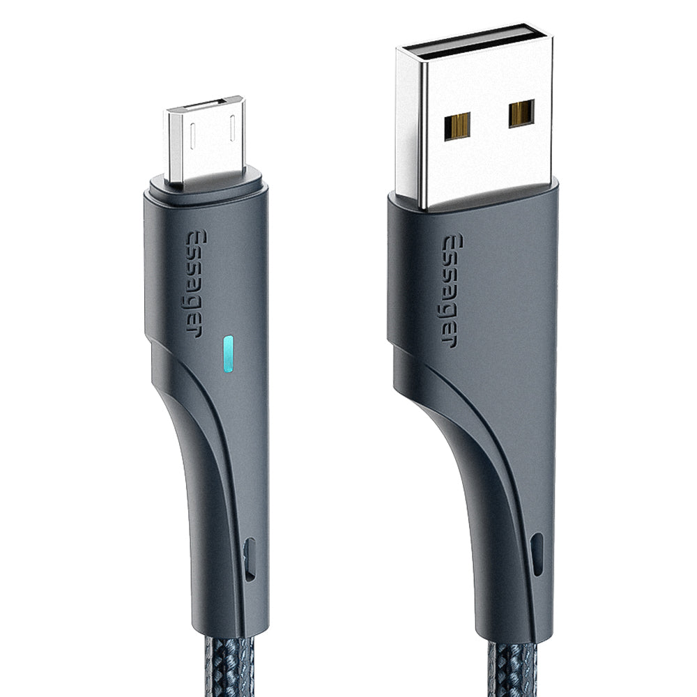 ESSAGER 0.25m USB to Micro USB 2.4A Fast Charging Cable Braided Design 480Mbps Transmission Cord