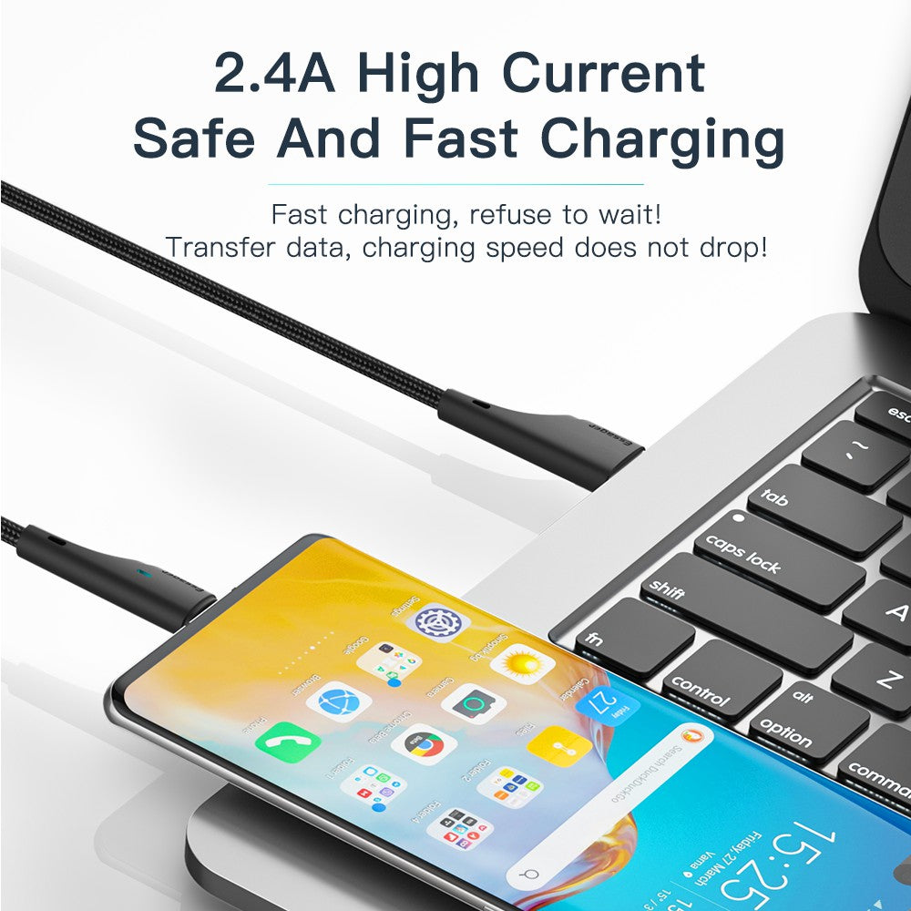 ESSAGER 0.25m USB to iP 2.4A Fast Charging Phone Charge Cable 480Mbps Transfer Wire for Lightning Devices