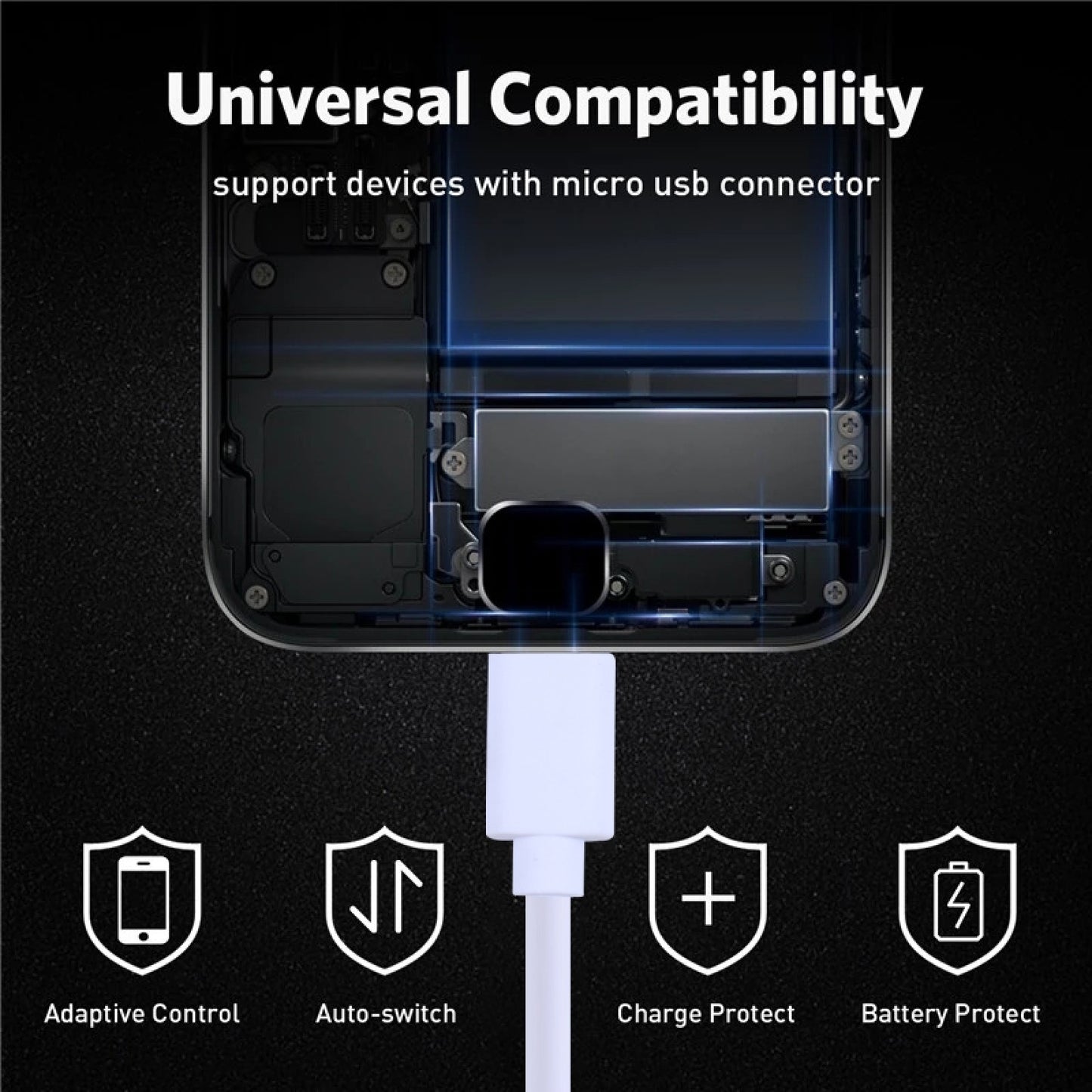 50cm USB to Micro USB Copper Core Charging Cable TPE Wire for Android Mobile Phone Tablet