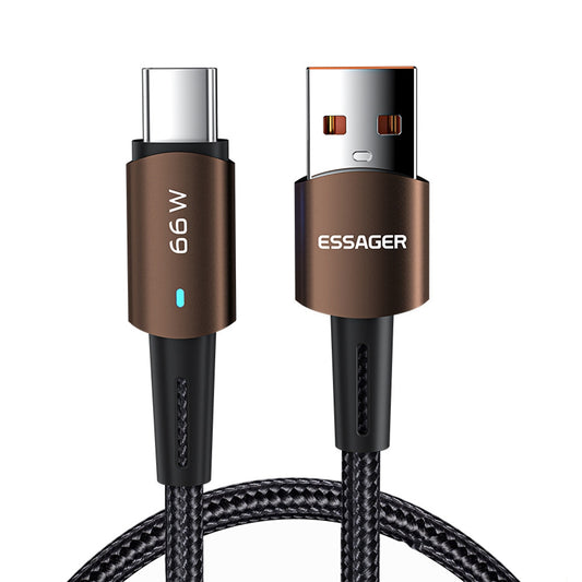 ESSAGER 1m Fast Charging Cable 6A Braided Design USB to Type C Cell Phone Cable 480Mbps Data Transmission Cord