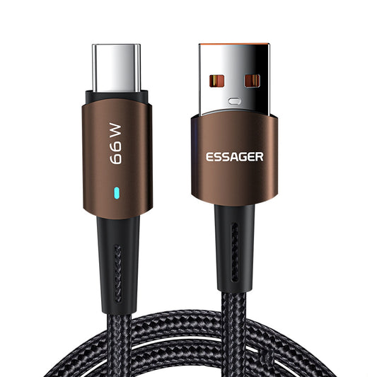 ESSAGER 2m USB C Charger Cord Premium Braided USB A to Type C 6A Charging Data Transfer Cable Fast Charge for Smartphones Tablets Laptops