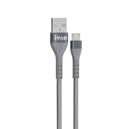 IVON CA92 1.5m USB to Micro USB Data Cord 2.4A Flexible Rubber Cable