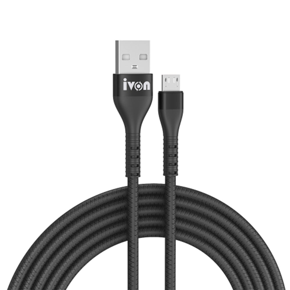 IVON CA92 1.5m USB to Micro USB Data Cord 2.4A Flexible Rubber Cable