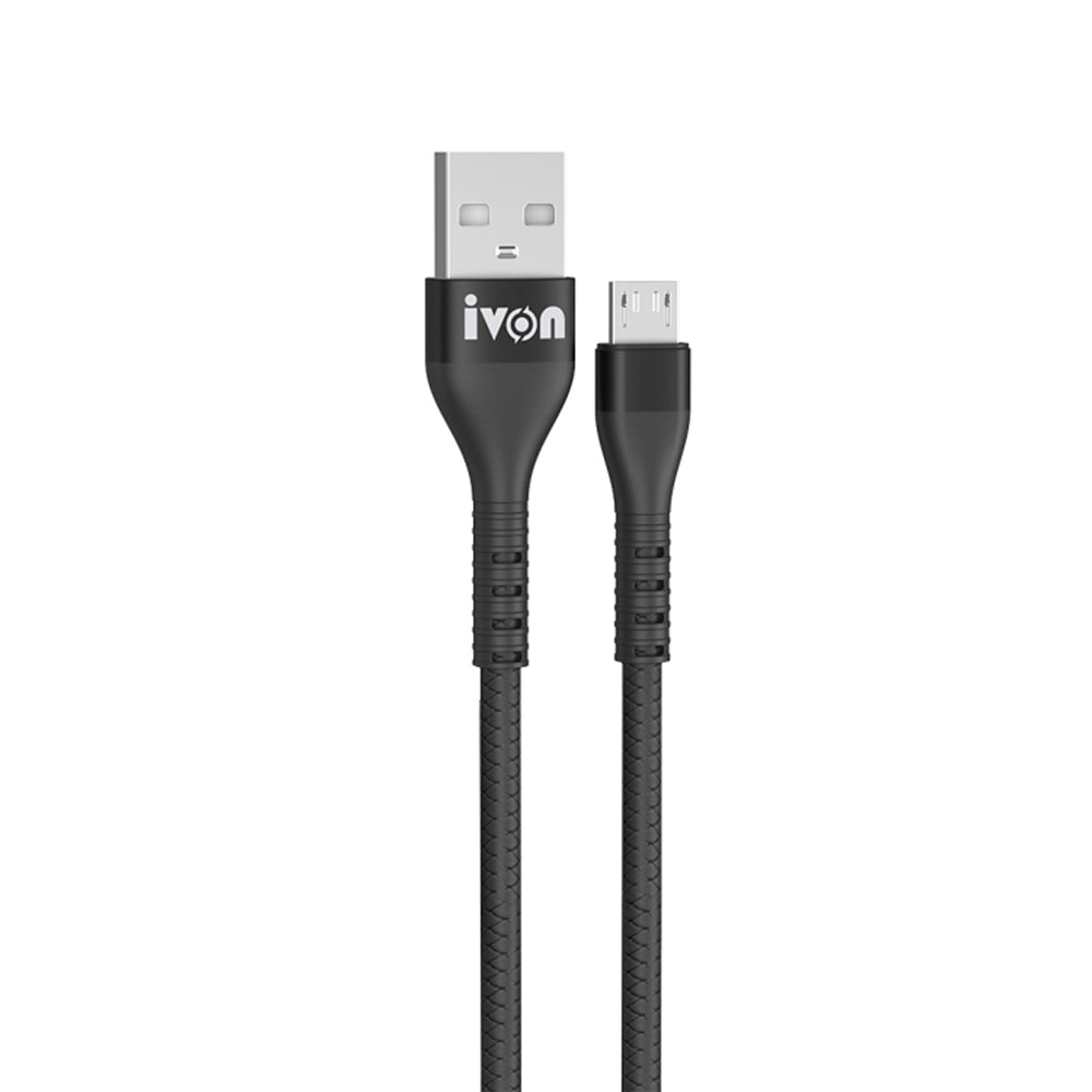 IVON CA92 1.5m USB to Micro USB Data Cord 2.4A Flexible Rubber Cable