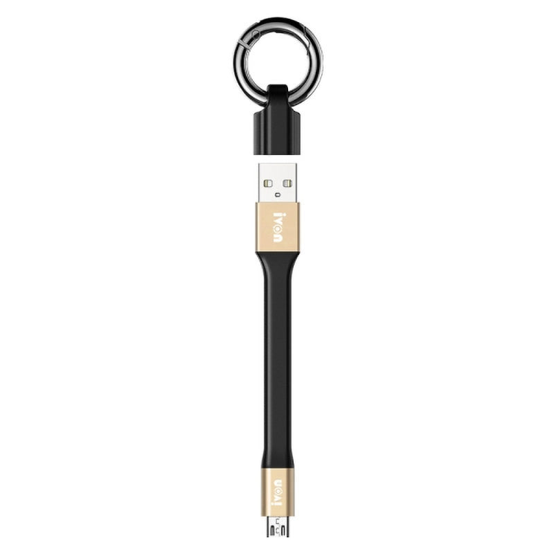 IVON CA90 14.5cm 3.1A USB to Micro USB TPE Data Cable with Keychain