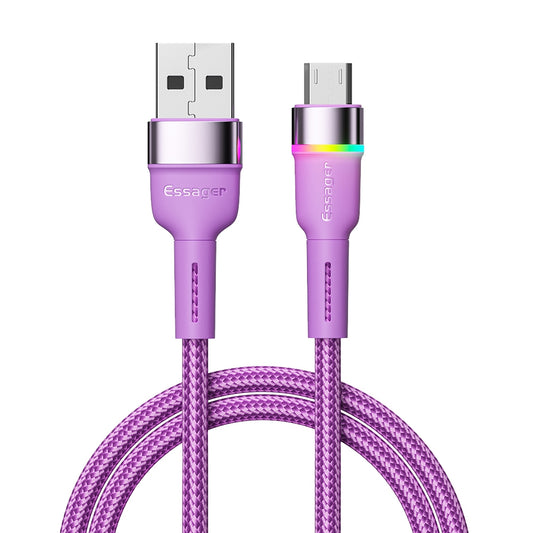 ESSAGER 2m 2.4A Fast Charging Cable USB-A to Micro USB LED Lighting Cable 480Mbps Data Transmission Cord