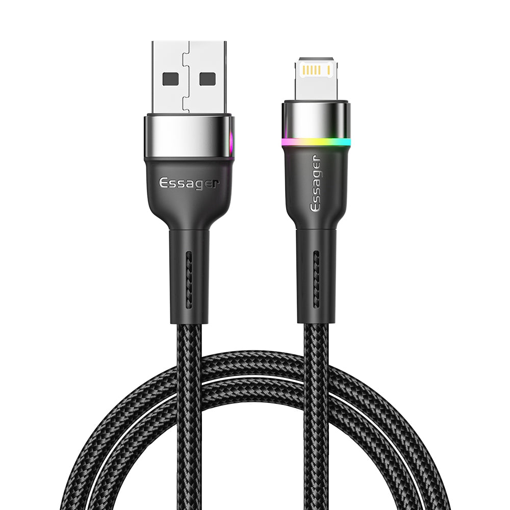 ESSAGER 2m USB-A to 6Pin 3A Fast Charging Cable LED Lighting 480Mbps Transfer Data Cable Cord