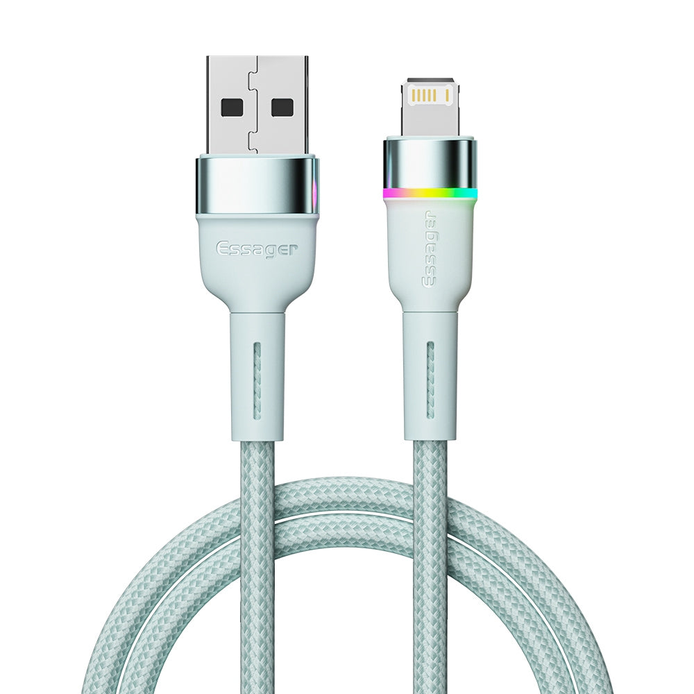 ESSAGER 2m USB-A to 6Pin 3A Fast Charging Cable LED Lighting 480Mbps Transfer Data Cable Cord