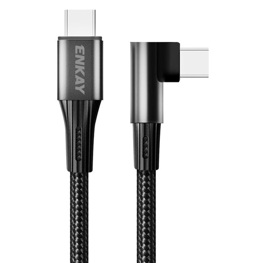 ENKAY HAT PRINCE 2m Type C Cable E-Marker Elbow Design PD 100W 5A Fast Charging Wire 480Mbps Data Transmission USB C Cord