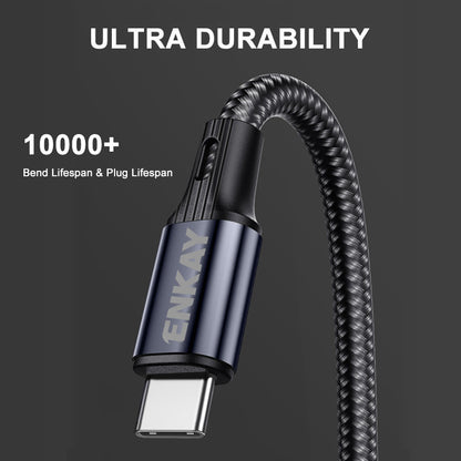 ENKAY HAT PRINCE 1m USB C to USB C Cable PD 100W Elbow Design 5A Super Fast Charging E-Marker Nylon Braided Cord for MacBook iPad Galaxy Note 20 Cell Phones Laptops