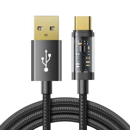 JOYROOM 1.2m USB-A to Type-C Nylon Braided Charge Cord 3A Fast Charging 480Mbps Data Transmission Cable