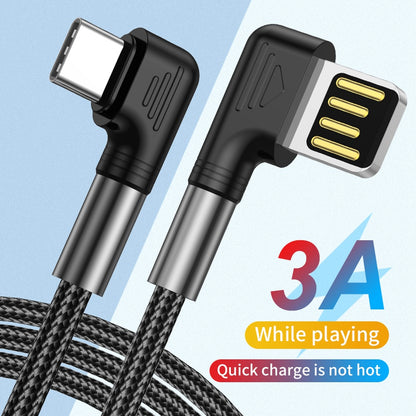 0.5m 3A Fast Charging Nylon Braided Wire USB to Type-C 90 Degree Elbow Data Cable