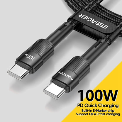 ESSAGER 3m Cell Phone Cable USB C High-speed 100W 5A PD Charging 480Mbps Fast Data Transmission Line