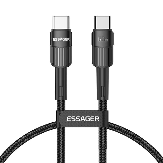 ESSAGER 1m USB C to C Cable 60W PD Fast Charging 480Mbps Fast Data Transmission Cord