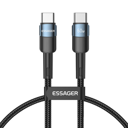 ESSAGER 1m USB C to C Cable 60W PD Fast Charging 480Mbps Fast Data Transmission Cord