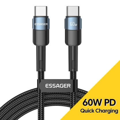 ESSAGER 1m USB C to C Cable 60W PD Fast Charging 480Mbps Fast Data Transmission Cord