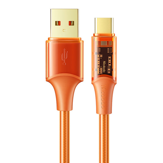 MCDODO CA-209 1.8m Amber Series 480Mbps Transparent Data Cord USB to Type-C 6A Max Charging Cable