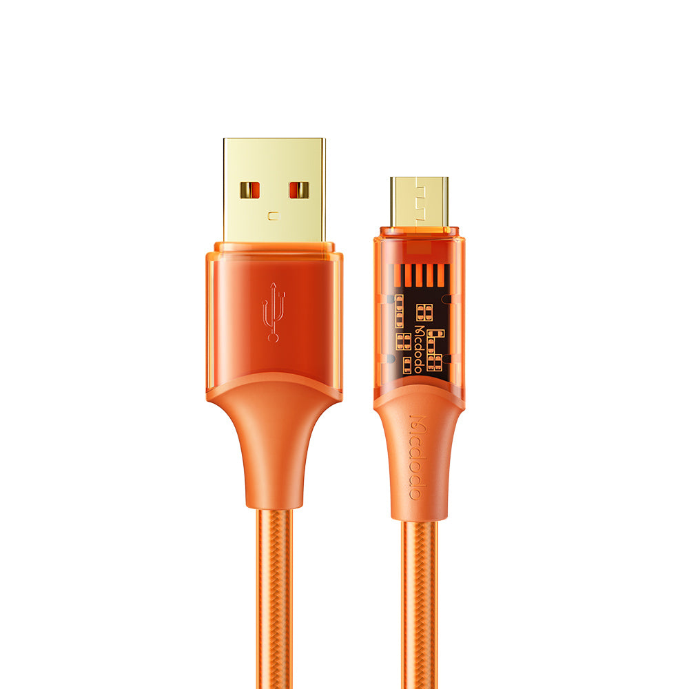 MCDODO CA-210 MDD Amber Series 1.8m 3A Micro USB Transparent Design Data Cable Android Phone Charging Cord