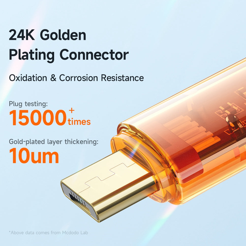 MCDODO CA-210 MDD Amber Series 1.8m 3A Micro USB Transparent Design Data Cable Android Phone Charging Cord