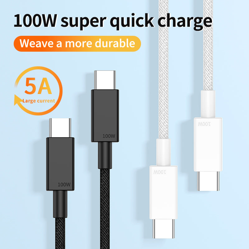 1m Cell Phone Cable Tear-resistant PD 100W Type C Fast Charging Wire for Tablet and Laptop