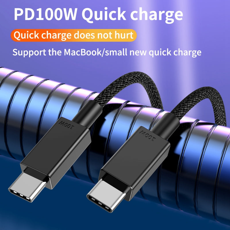 1m Cell Phone Cable Tear-resistant PD 100W Type C Fast Charging Wire for Tablet and Laptop