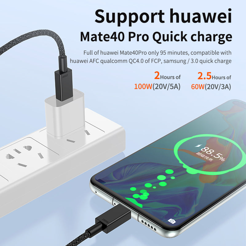 1m Cell Phone Cable Tear-resistant PD 100W Type C Fast Charging Wire for Tablet and Laptop