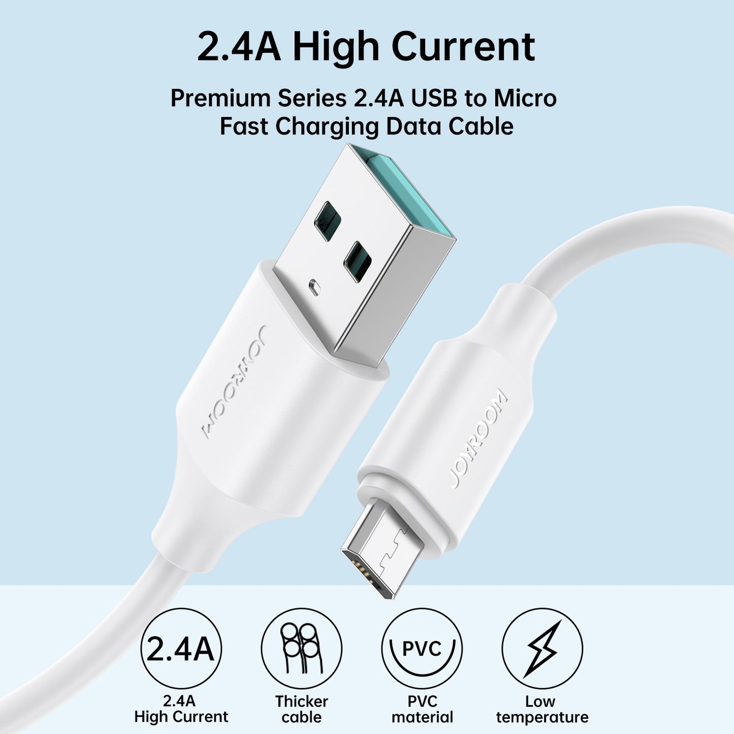 JOYROOM S-UM018A925 25cm Premium Series for Power Bank USB-A to Micro 2.4A Fast Charging+Data Transmission Cable