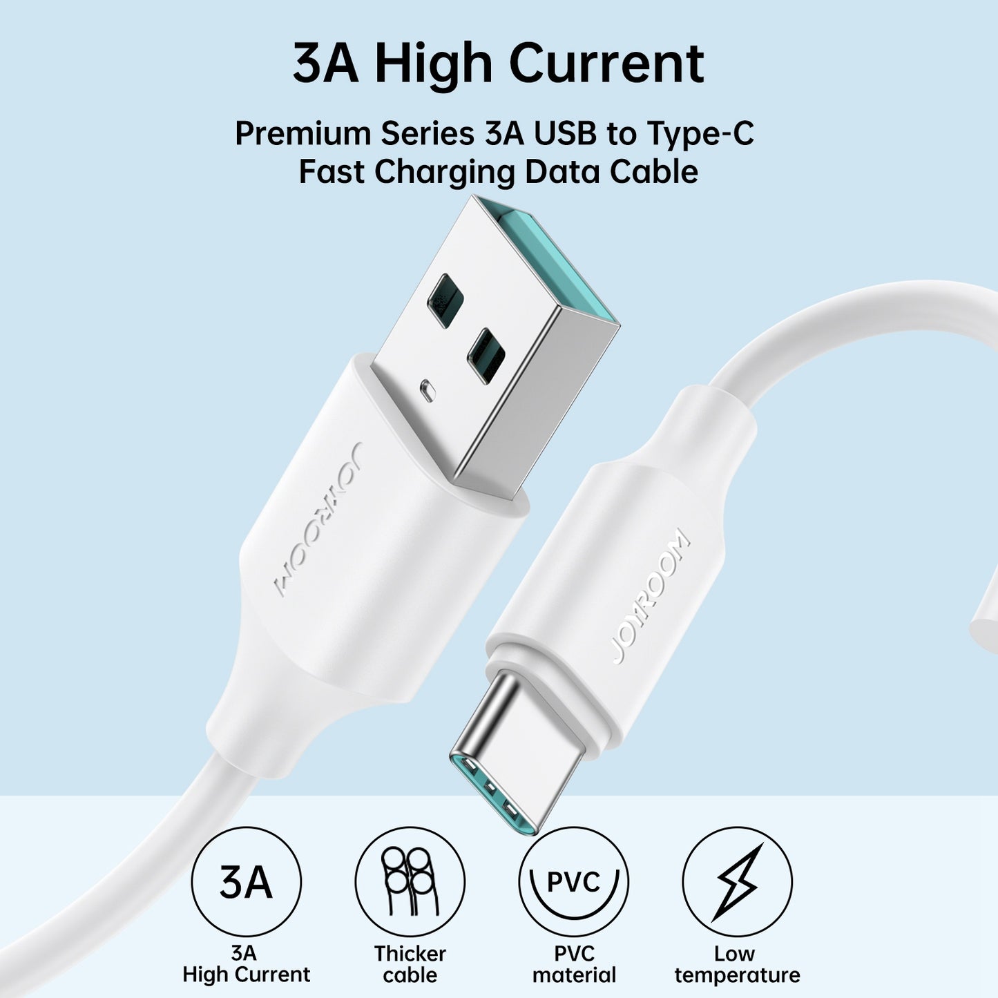 JOYROOM S-UC027A92 2m Premium Series USB-A to Type-C 3A Fast Charging Cable Support Data Transfer