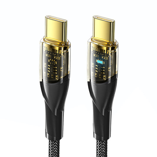 ESSAGER 1m PD 60W Type-C to Type-C Data Cord Transparent Fast Charging Braided Cable