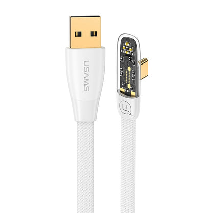 USAMS US-SJ585 1.2m Iceflake Series Type-C 6A 66W Right-angle Transparent Fast Charging Data Cable