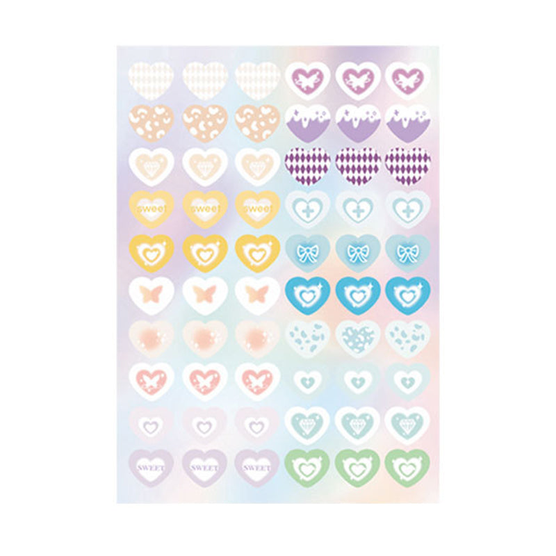 1 Sheet Cute Laser Love Heart DIY Decals Stationery Scrapbook Album Phone Case Decorative Sticker