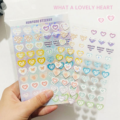 1 Sheet Cute Laser Love Heart DIY Decals Stationery Scrapbook Album Phone Case Decorative Sticker