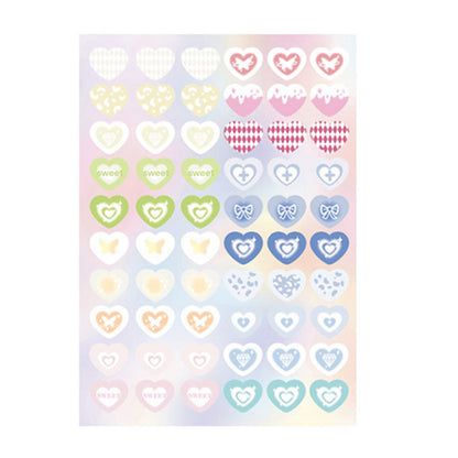 1 Sheet Cute Laser Love Heart DIY Decals Stationery Scrapbook Album Phone Case Decorative Sticker