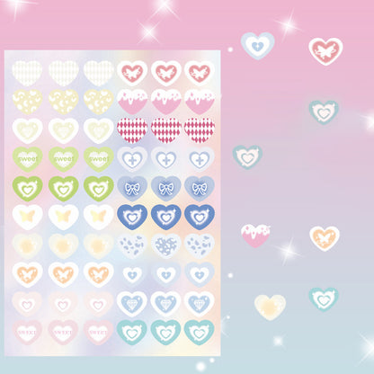 1 Sheet Cute Laser Love Heart DIY Decals Stationery Scrapbook Album Phone Case Decorative Sticker