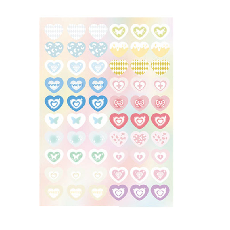 1 Sheet Cute Laser Love Heart DIY Decals Stationery Scrapbook Album Phone Case Decorative Sticker