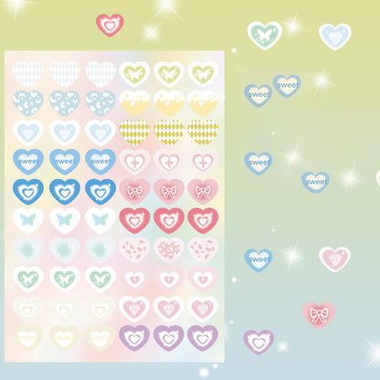 1 Sheet Cute Laser Love Heart DIY Decals Stationery Scrapbook Album Phone Case Decorative Sticker