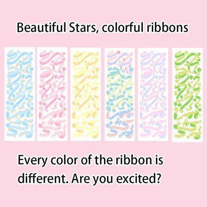 1 Sheet Star Ribbon Shape Scrapbook Decals Photo Album Diary Phone Case DIY Decorative Sticker